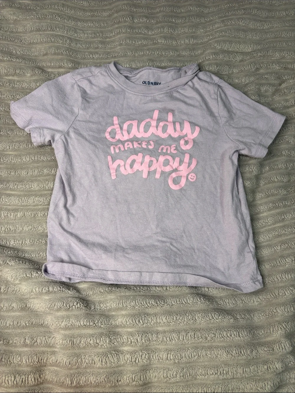 Old Navy Light Lavender Tee with Pink 'Daddy Makes Me Happy' Graphic